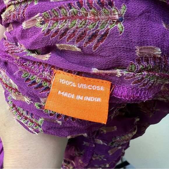 Oliphant||Smocked Waist Long Sleeve Mini Dress Floral Cotton Small - Picture 5 of 5